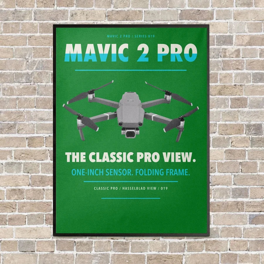 DJI Mavic 2 Pro vertical canvas print - framed - green background