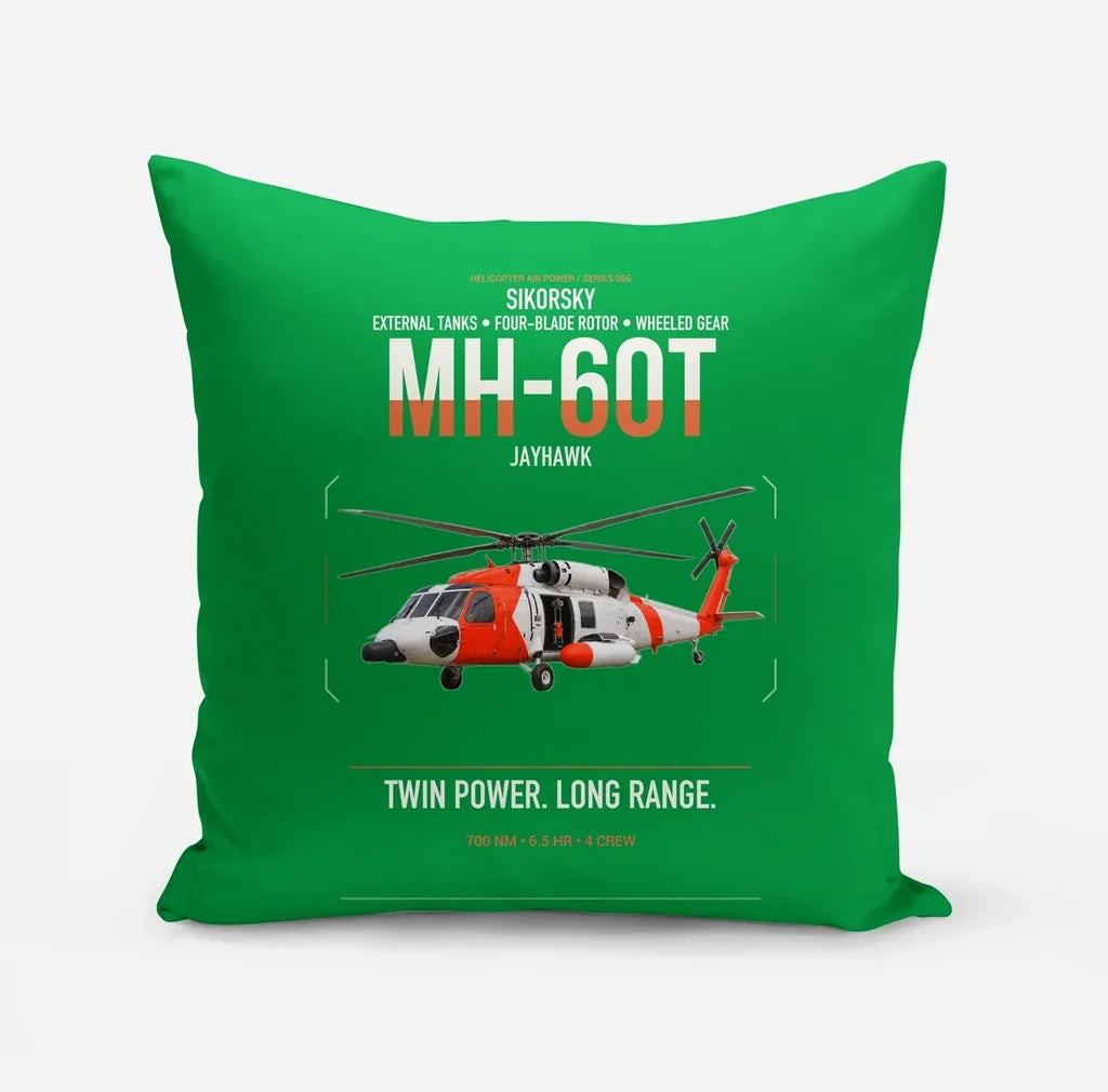 Sikorsky MH-60T Jayhawk design on green pillow