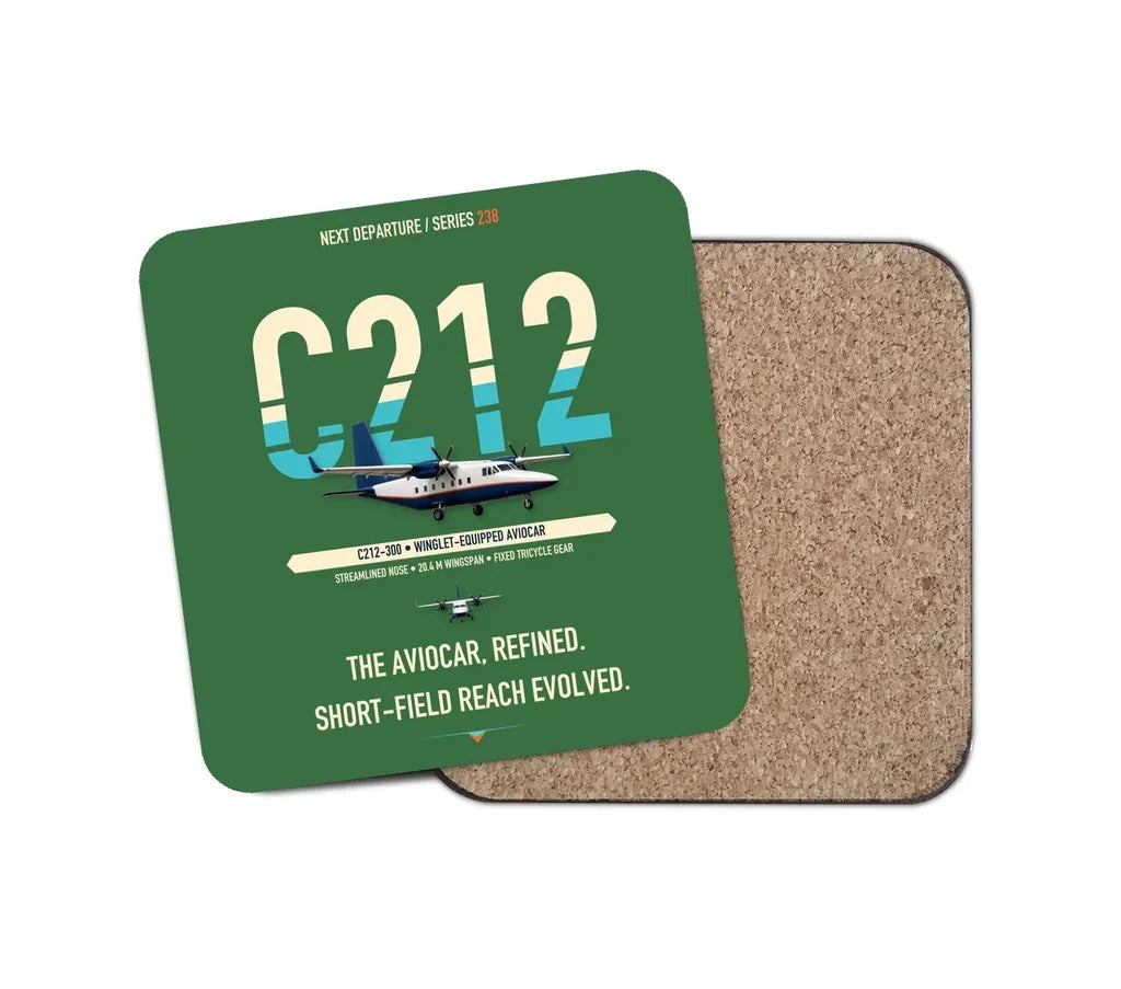 CASA C-212-300 Aviocar design on green 1 piece coaster