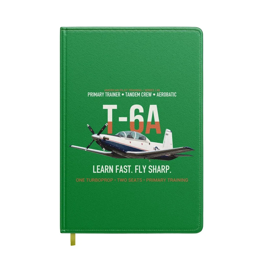 T-6A Texan II Train The Next Generation design on green notebook