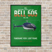 Thumbnail for Bell 505 vertical canvas print - framed - green background