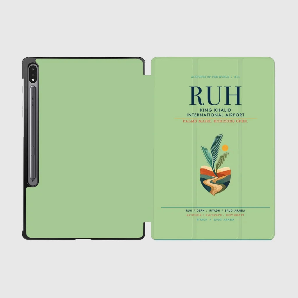 King Khalid International Airport (RUH) design on light green samsung tablet tablet case