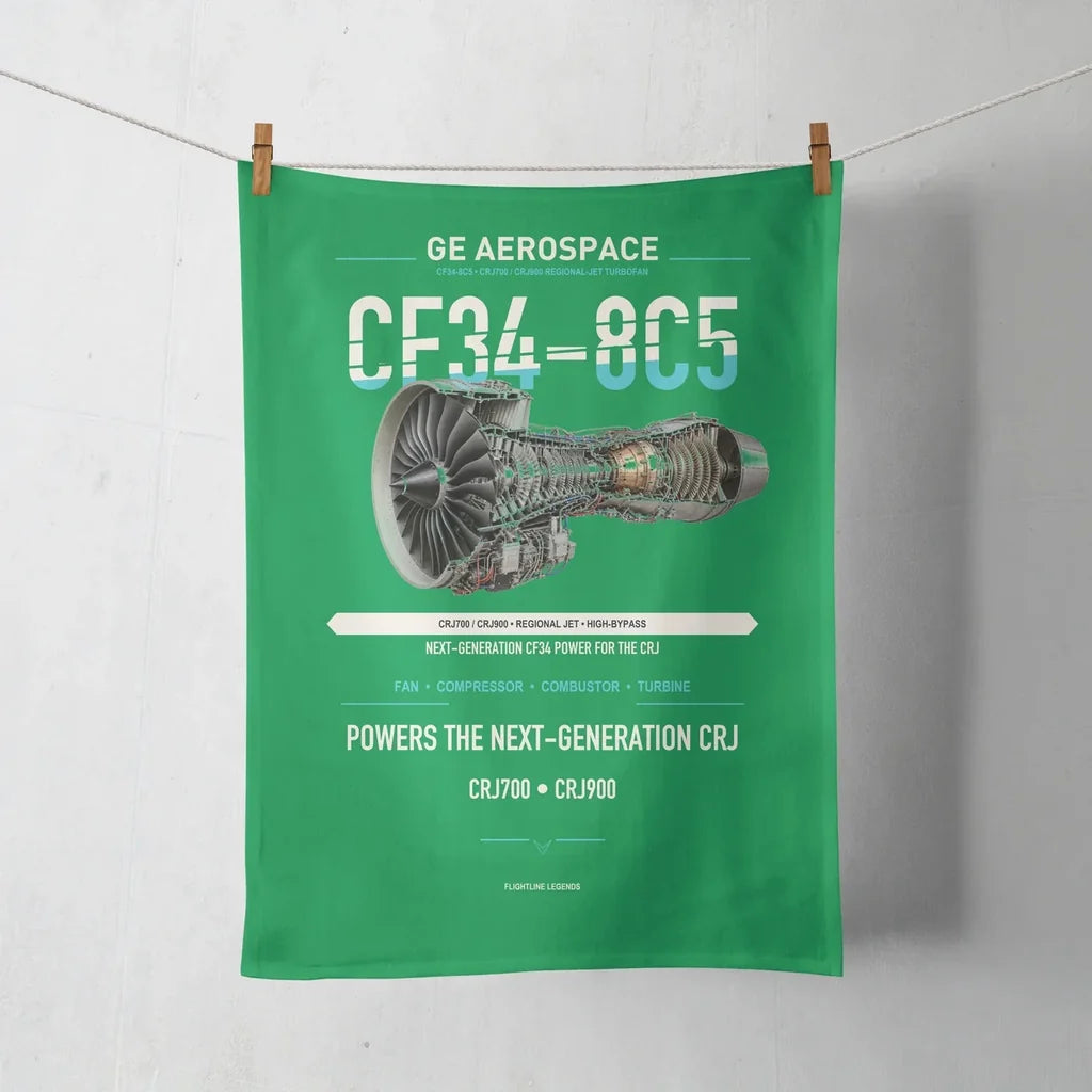 CF34-8C5 design on green towel