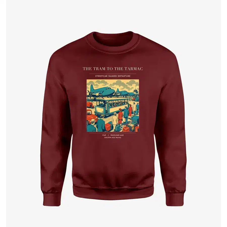 VINTAGE G4372 - The Tram To The Tarmac - Designed Sweatshirts design on winered