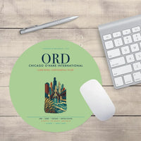 Thumbnail for Chicago O'Hare International Airport (ORD) design on light green round mouse pad