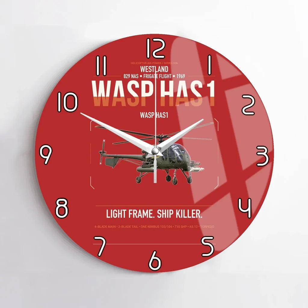 Westland Wasp HAS1 design on red no frame wall clock