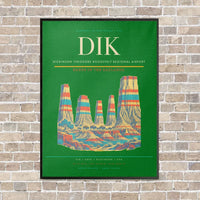 Thumbnail for Dickinson Theodore Roosevelt Regional Airport DIK vertical canvas print - framed - green background
