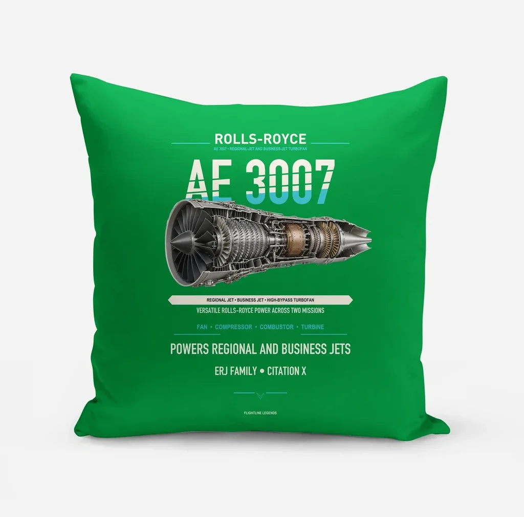 AE 3007 design on green pillow