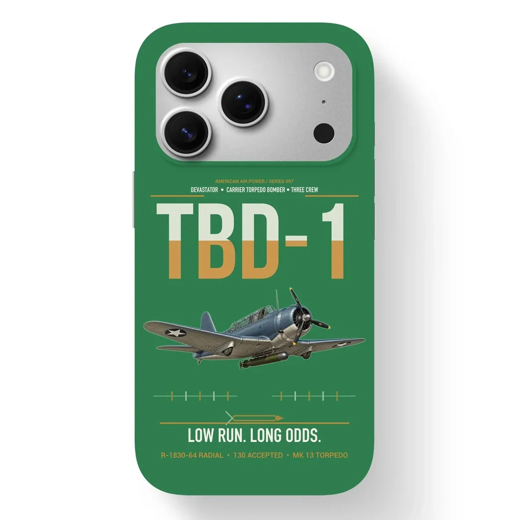 TBD-1 Devastator design on green magsafe iphone case, for iPhone 17 Pro