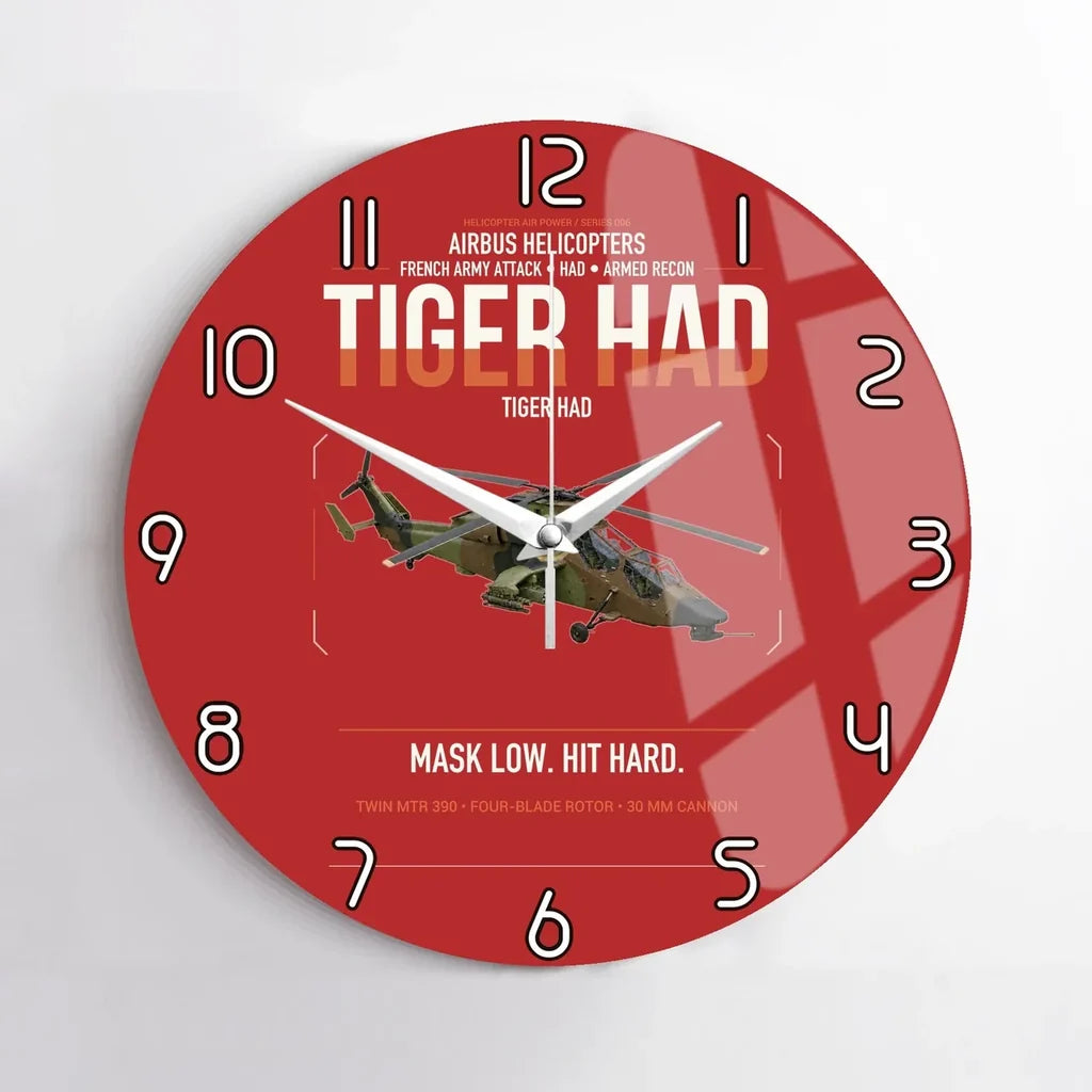 Airbus Helicopters Tiger HAD design on red no frame wall clock