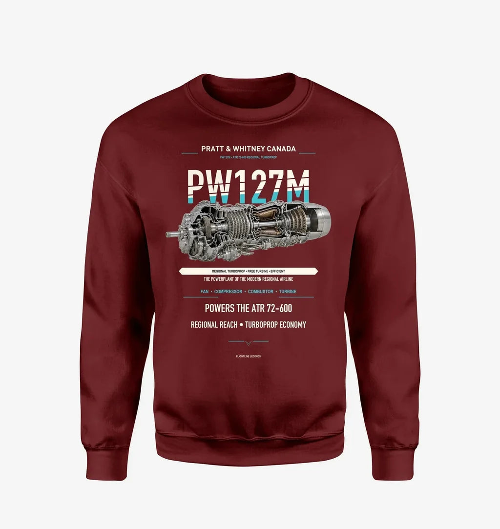PW127M design on wine red sweatshirt