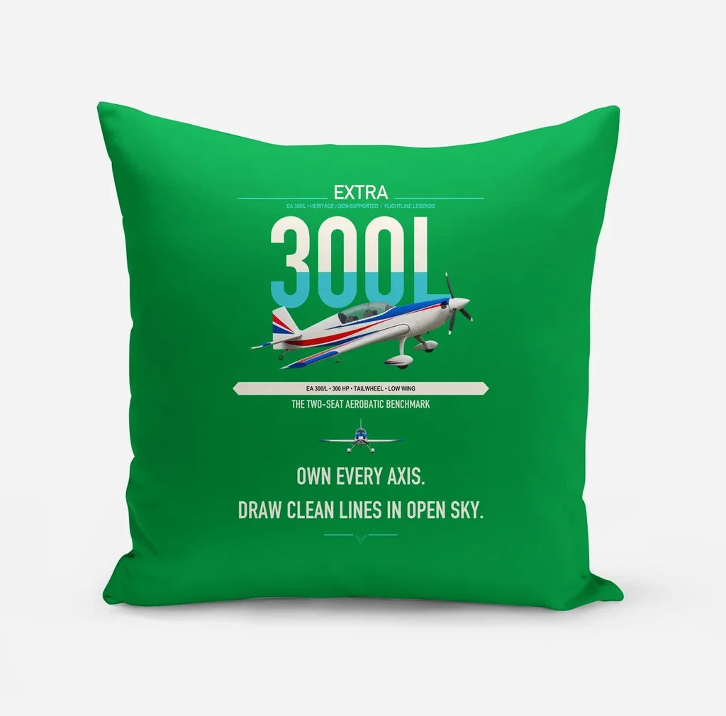 Extra 300L design on green pillow