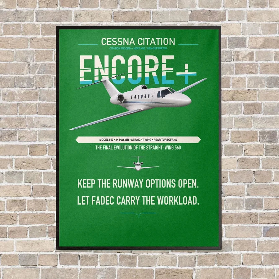 Cessna Citation Encore+ vertical canvas print - framed - green background