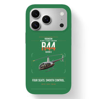 Thumbnail for Robinson R44 Raven II design on green magsafe iphone case, for iPhone 17 Pro