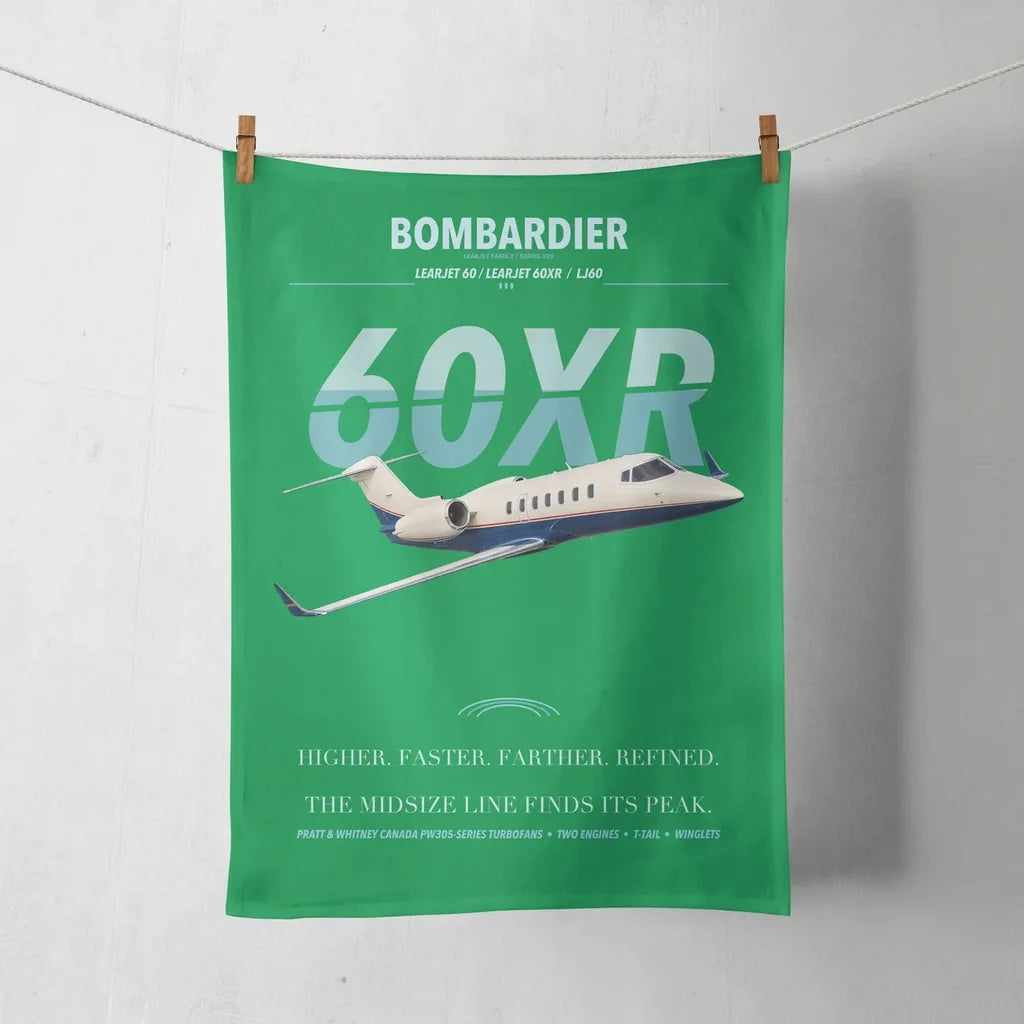 Bombardier Learjet 60XR design on green towel