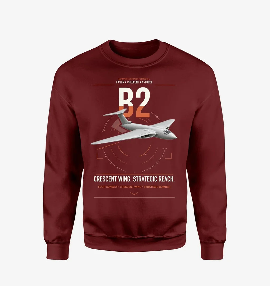 Handley Page Victor B2 design on wine red sweatshirt
