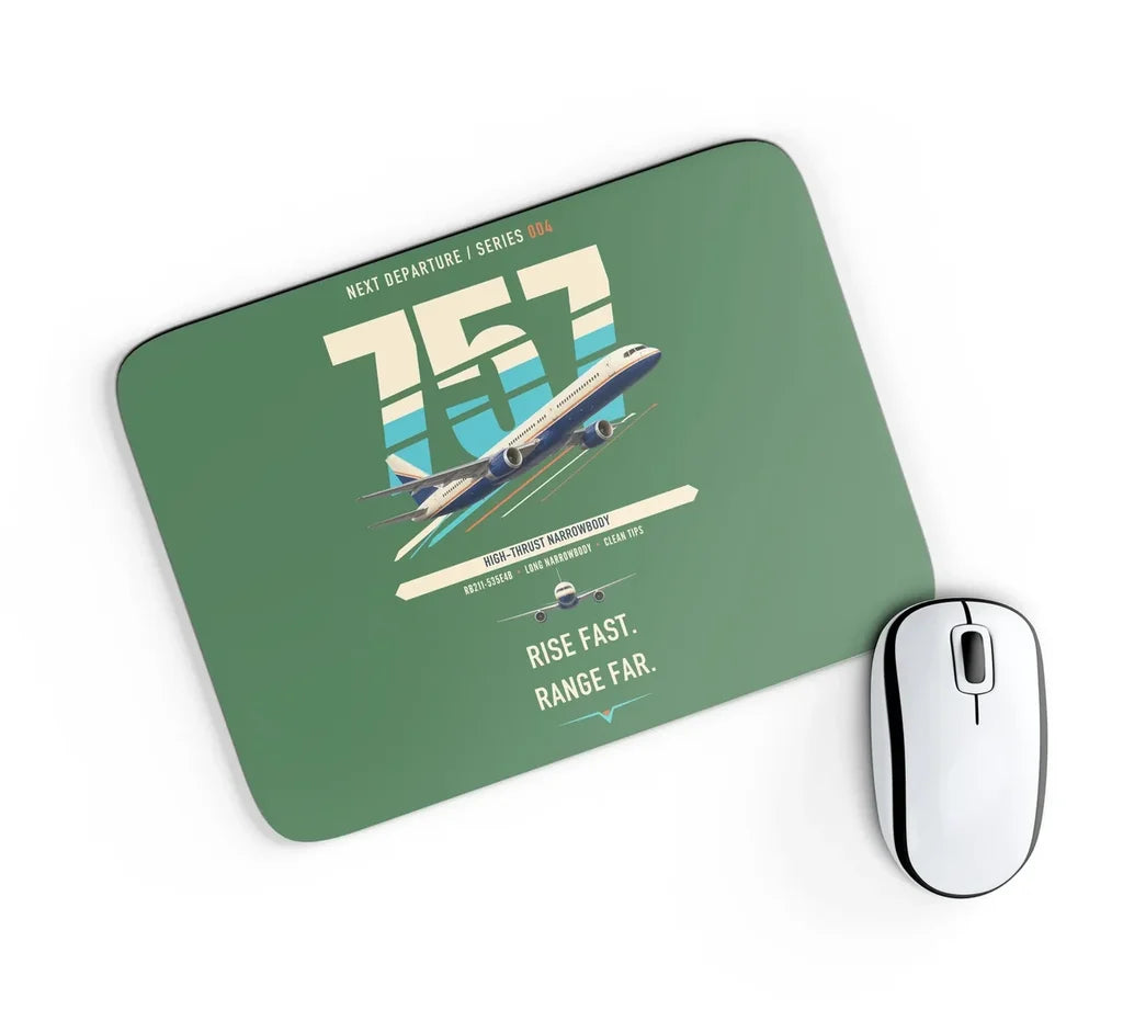 Boeing 757-200 design on green rectangle mouse pad
