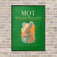 Thumbnail for Sawyer International Airport MQT vertical canvas print - framed - green background