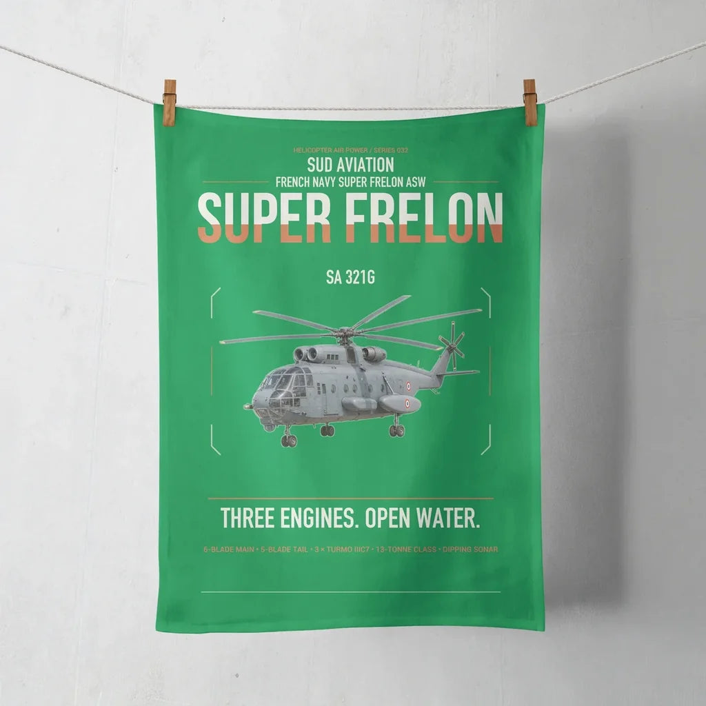 Sud Aviation SA 321G Super Frelon design on green towel