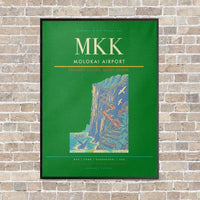 Thumbnail for Molokai Airport MKK vertical canvas print - framed - green background