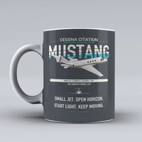 Thumbnail for Cessna Citation Mustang design on gray ceramic mug, double-side print