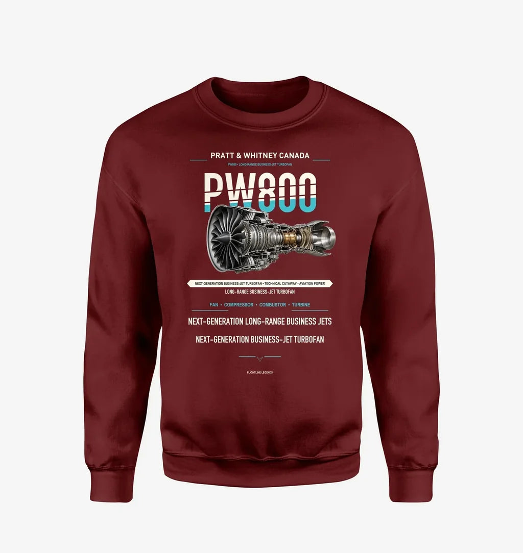 PW800 design on wine red sweatshirt