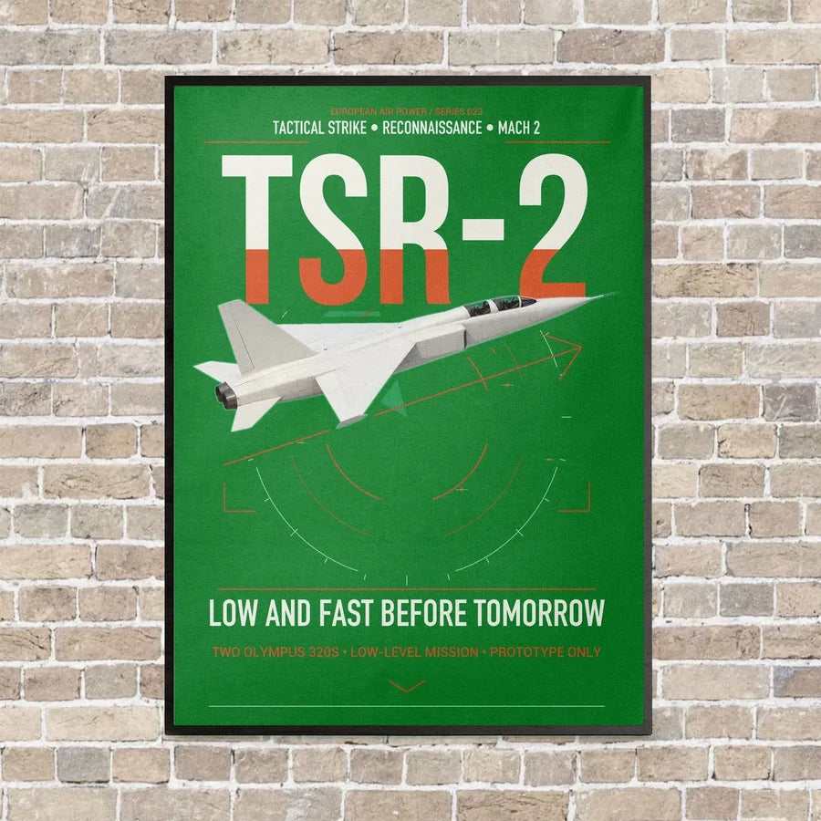 BAC TSR-2 vertical canvas print - framed - green background