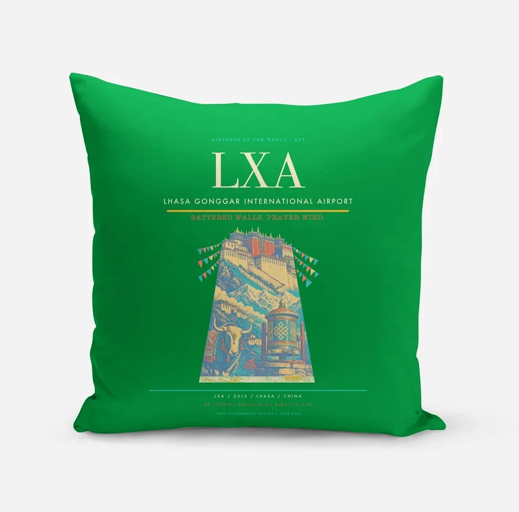 Lhasa Gonggar International Airport (LXA) design on green pillow