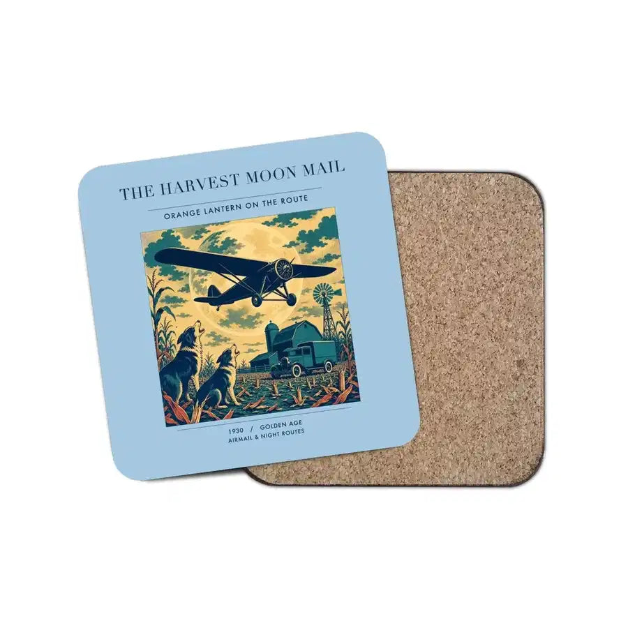 The Harvest Moon Mail - Designed Coasters design on light blue 1-piece