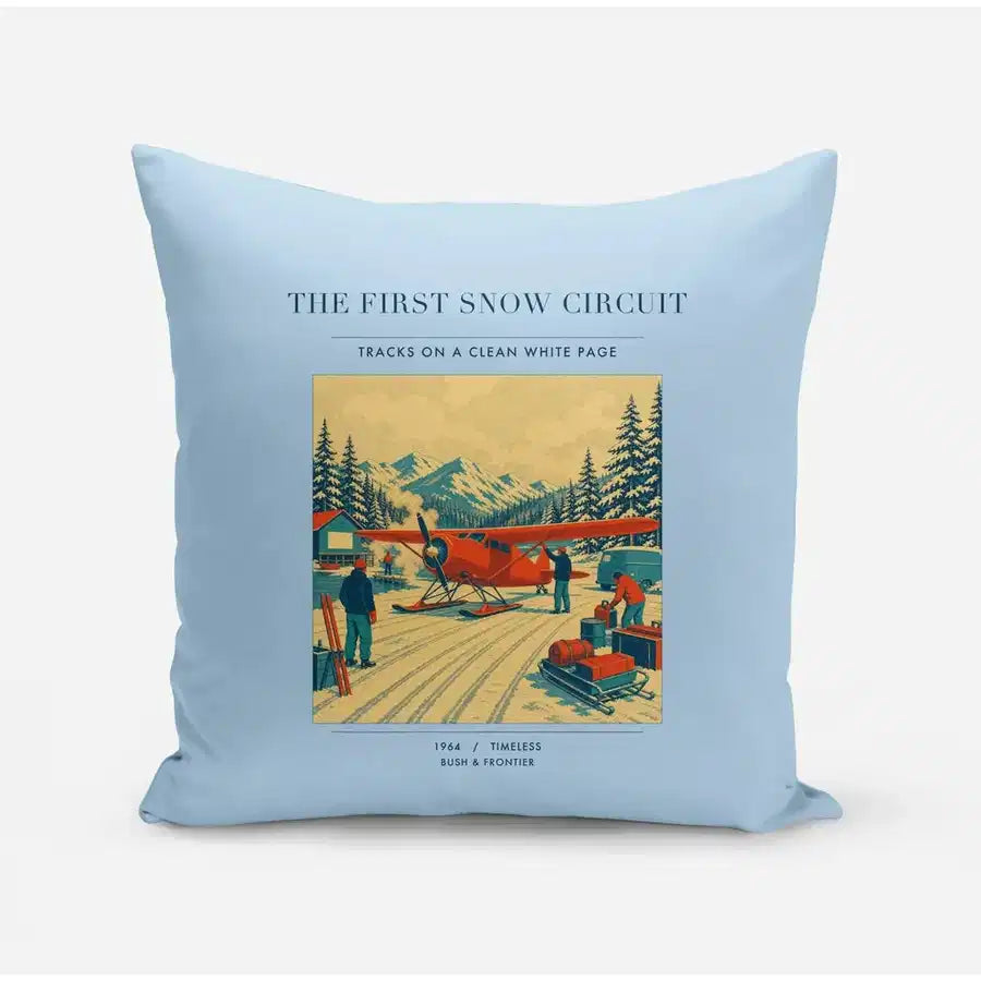 VINTAGE G4480 - The First Snow Circuit - Designed Pillows design on lightblue