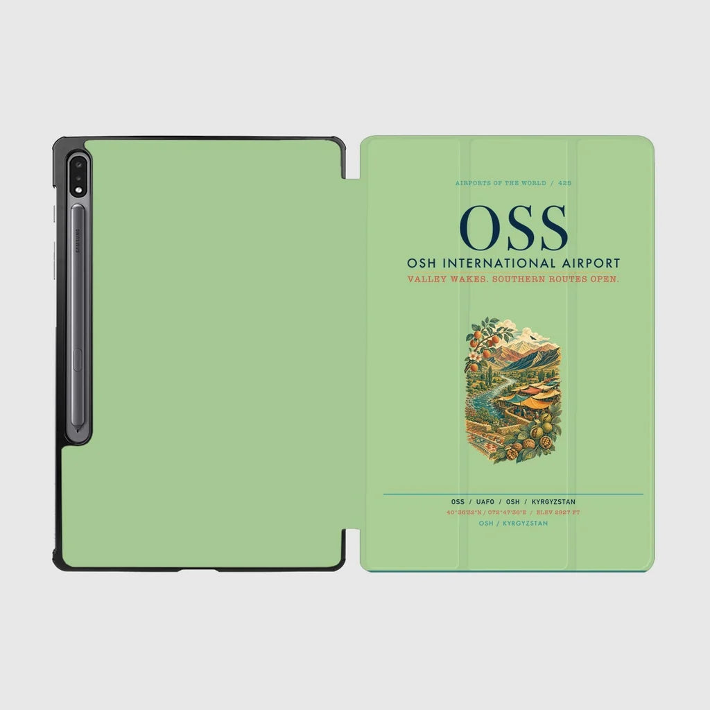 Osh International Airport (OSS) design on light green samsung tablet tablet case