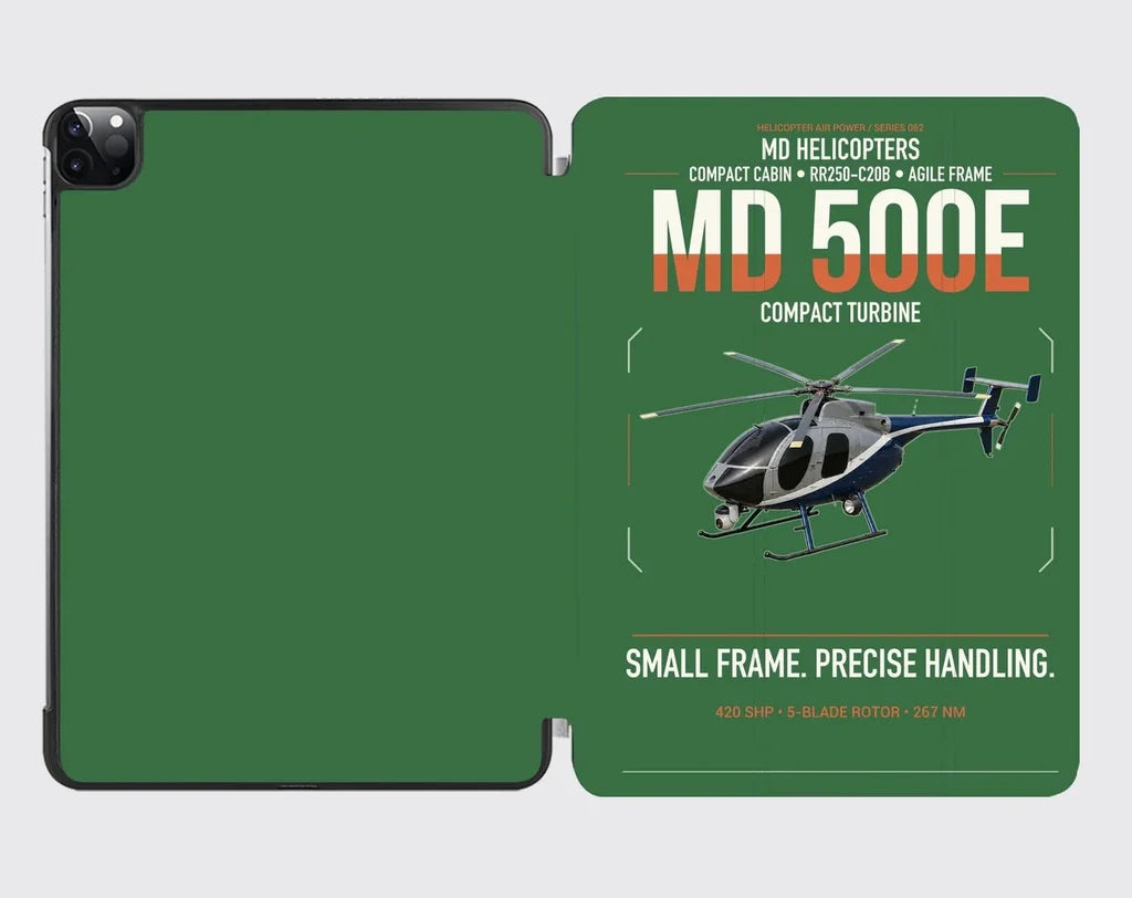 MD Helicopters MD 500E design on green ipad tablet case