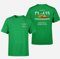 Thumbnail for Canadair CL-415 design on green t-shirt, double-side print