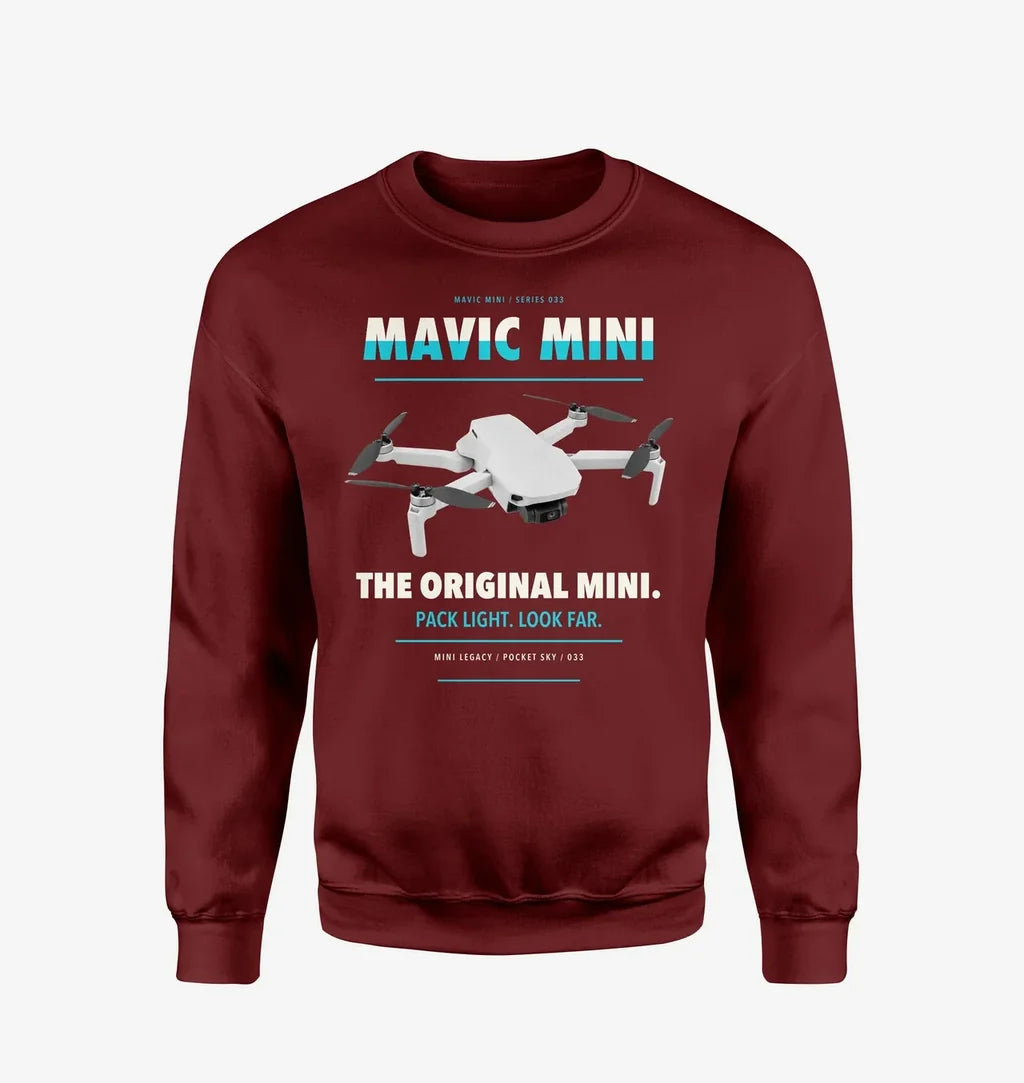 DJI Mavic Mini design on wine red sweatshirt