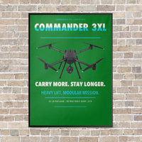 Thumbnail for Draganfly Commander 3XL vertical canvas print - framed - green background
