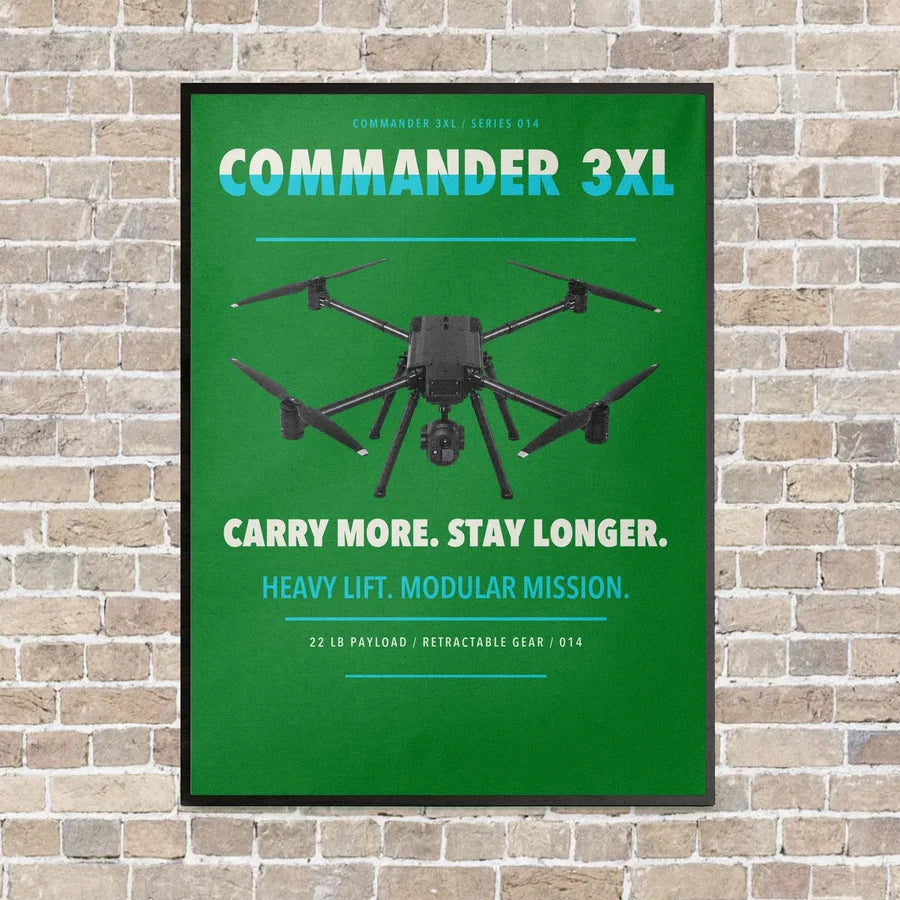 Draganfly Commander 3XL vertical canvas print - framed - green background