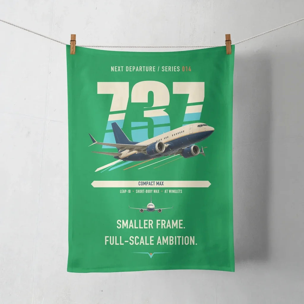 Boeing 737 MAX 7 design on green towel
