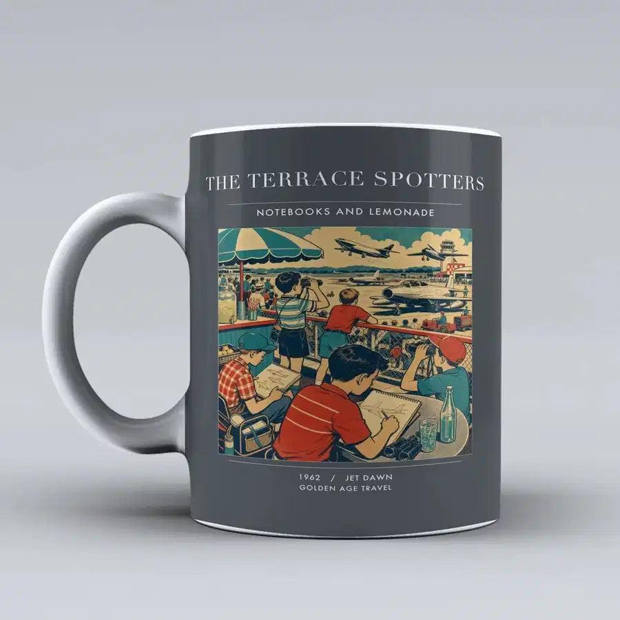 VINTAGE G4114 - The Terrace Spotters - Ceramic Mug design on gray