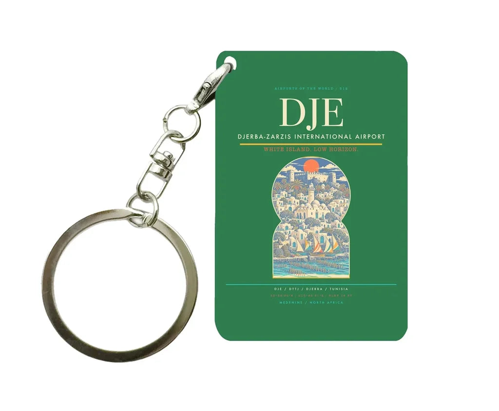 Djerba-Zarzis International Airport DJE Key Chain design on green key chain