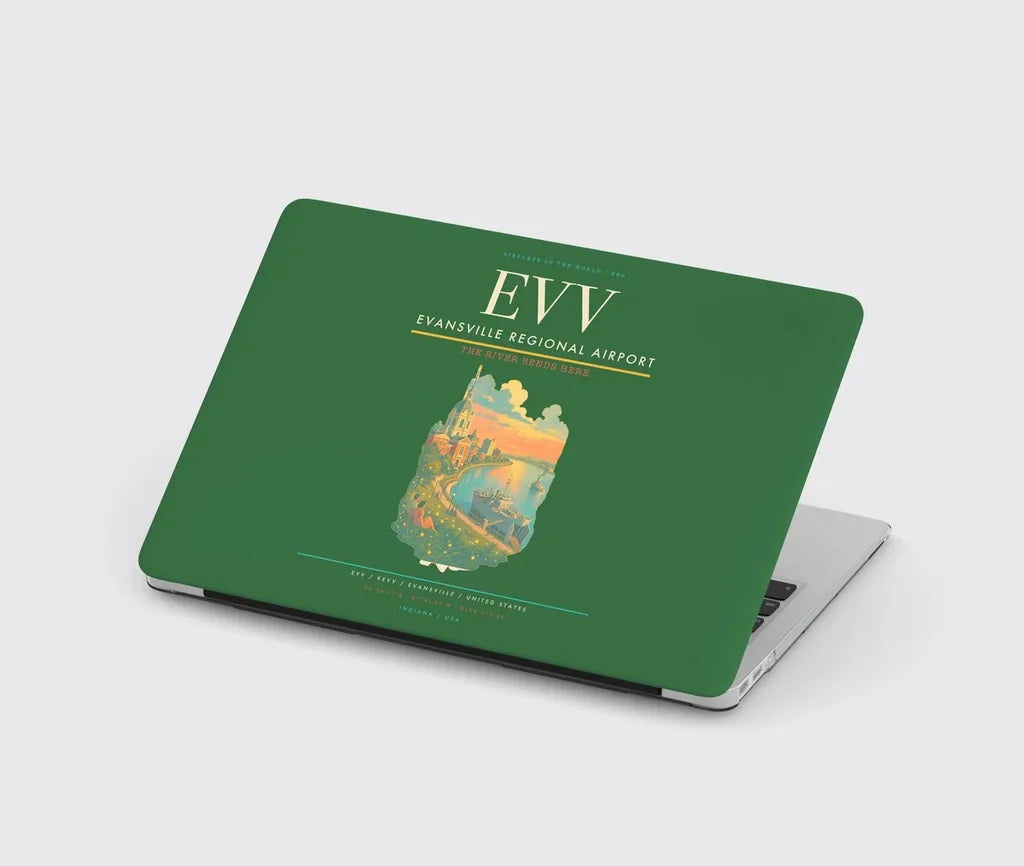 Evansville Regional Airport (EVV) design on green MacBook case