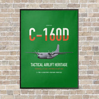 Thumbnail for Transall C-160D vertical canvas print - framed - green background