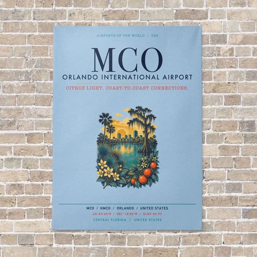 Orlando International Airport MCO vertical canvas print - no frame - light blue background