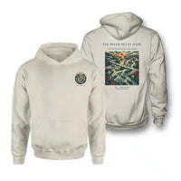Thumbnail for VINTAGE G4274 - The River Delta Maze - Double-Side Hoodie design on khaki double side