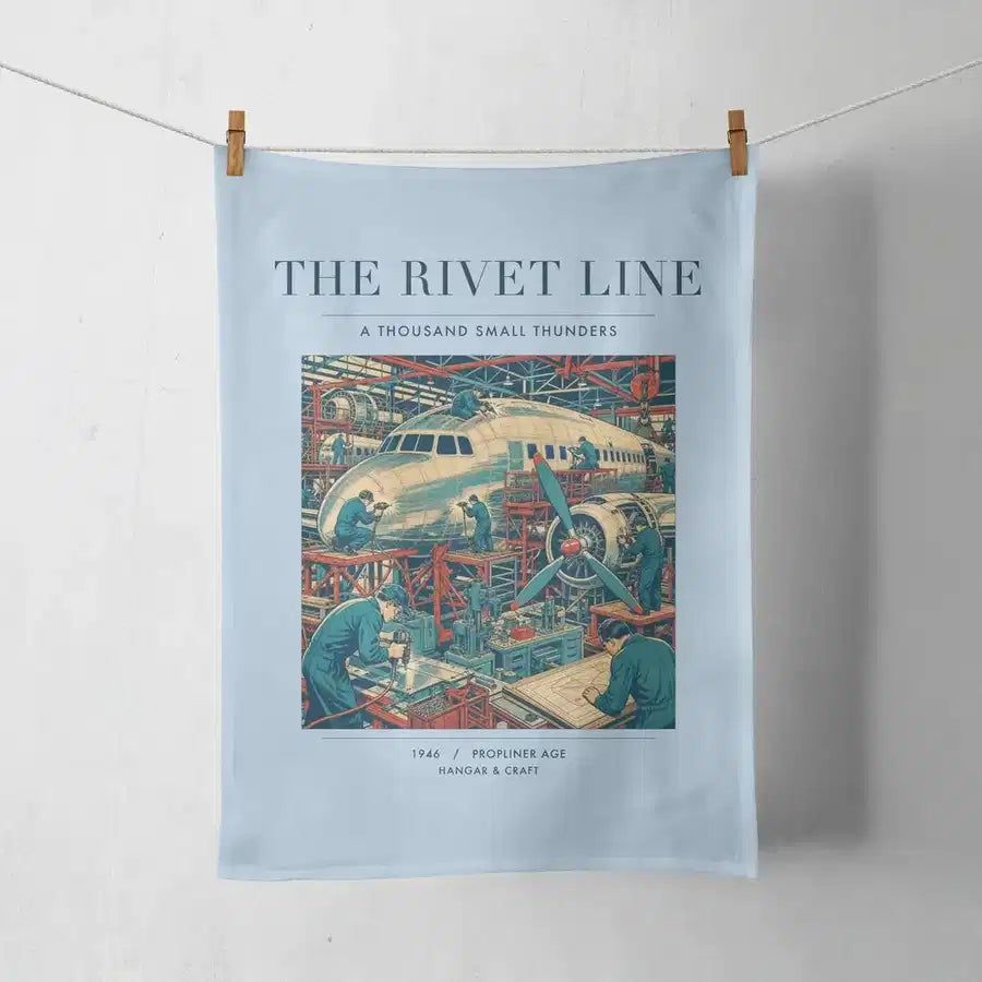 VINTAGE G4170 - The Rivet Line - Designed Towels design on lightblue