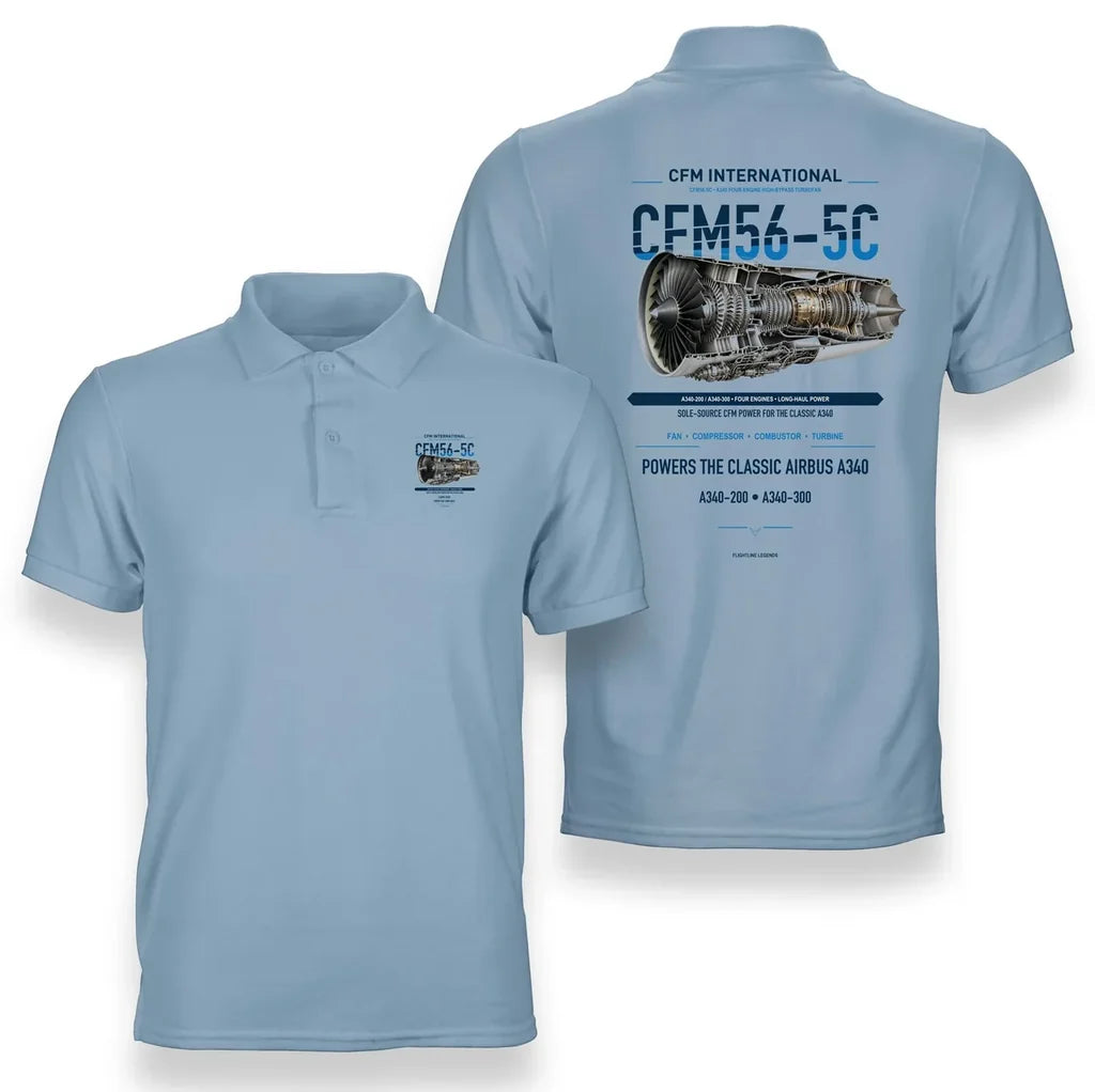 CFM56-5C design on light blue polo