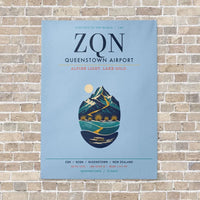 Thumbnail for Queenstown Airport ZQN vertical canvas print - no frame - light blue background