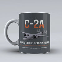 Thumbnail for C-2A Greyhound design on gray ceramic mug, double-side print