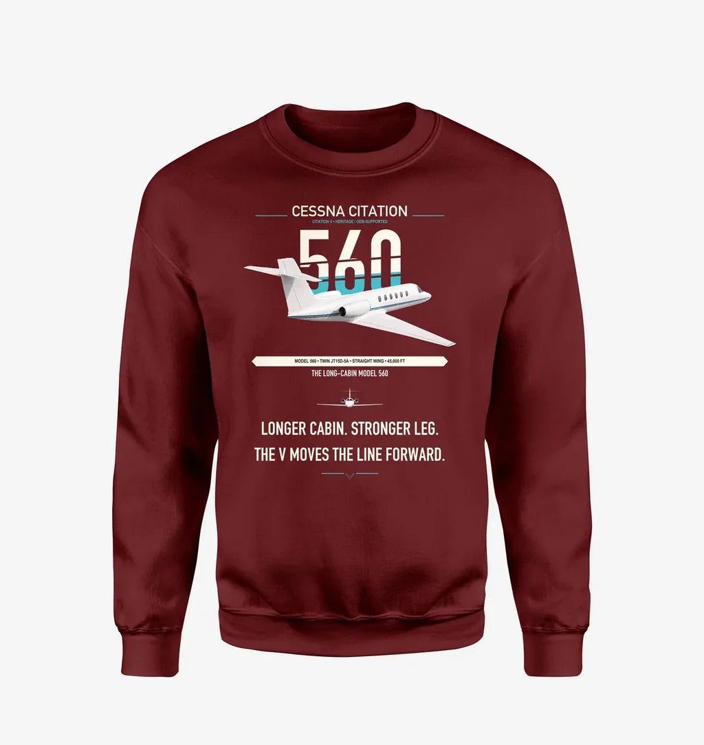 Cessna Citation 560 - Citation V design on wine red sweatshirt