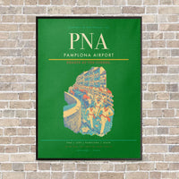 Thumbnail for Pamplona Airport PNA vertical canvas print - framed - green background