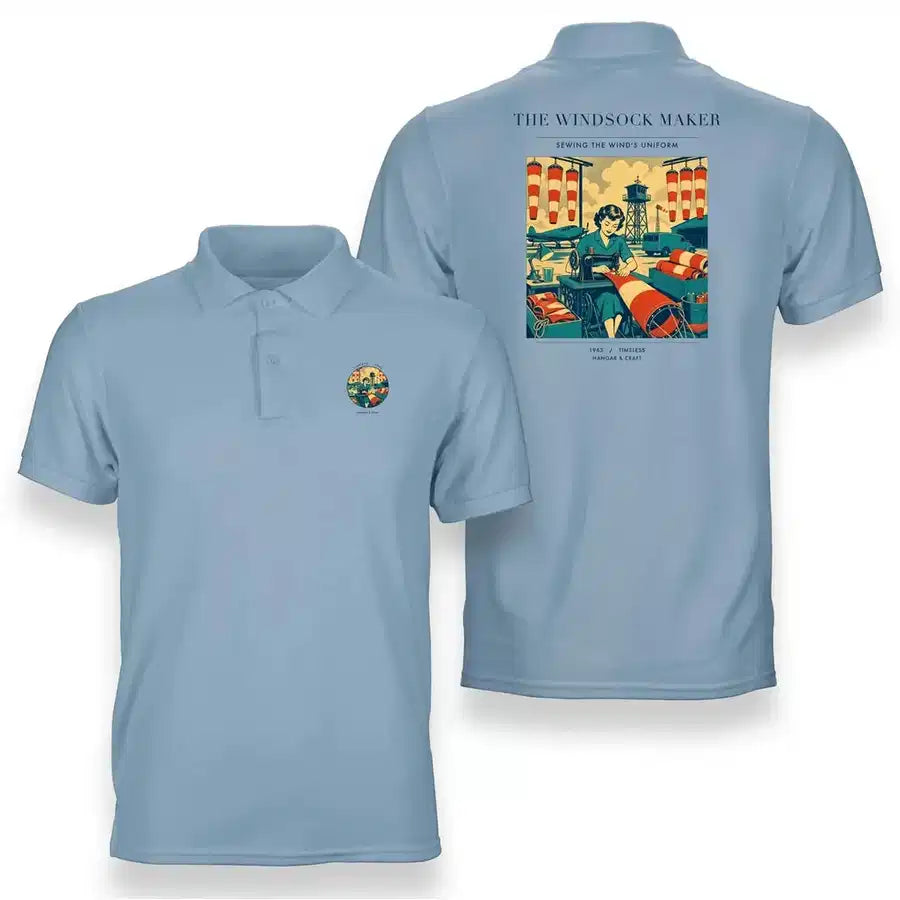 VINTAGE G4429 - The Windsock Maker - Double-Side Polo T-Shirt design on lightblue
